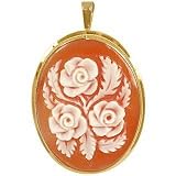 Del Gatto Roses Cornelian Cameo Pendant / Pin