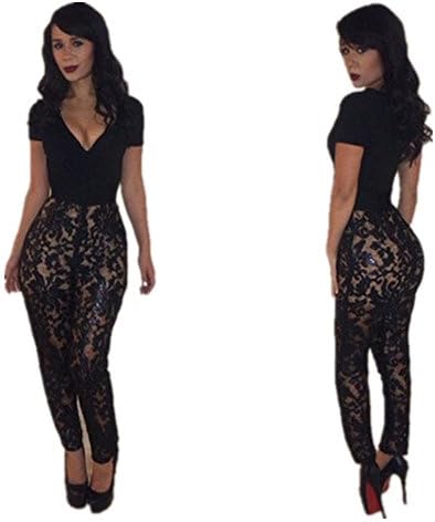 Bestchoice2go(TM) Women's Sexy Deep V Clubwear Party Evening Backless Jumpsuits Dress (Large, KM092)