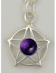 Essential Pentacle in Sterling Silver, Accented with Genuine Amethyst ...Custom Made for you in America