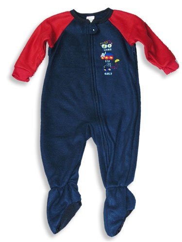 KRU - Toddler Boys Brushed Polyester Blanket Sleeper, Navy, Red