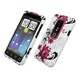 EMPIRE White with Purple Flowers Design Hard Case Cover for Sprint HTC EVO  ....