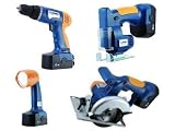 Turbo Shop 18 Volt Cordless Power Tool Kit - Drill, Circular Saw, Jig Saw, Flashlight