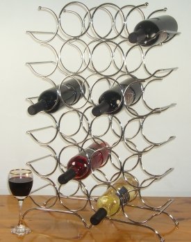 Twenty four bottle chrome wine rack