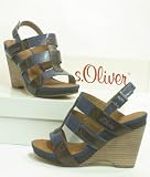 s.Oliver Sandalette blau mit Keilabsatz und Plateau
