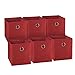 Royexe Set of 6 Foldable Fabric Storage Cube Bins | Collapsible Cloth Organizer Baskets Containers | Features Metal Ring | Perfect Fit for Cube Organizers (Bright Burgundy)