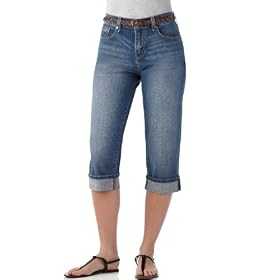 Levi's Petite Jeans, 515 Belted Cuffed Capri Light Wash