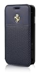 Ferrari GT Berlinetta Book Case Perforated Leather for iPhone 6/6s - Blue - Gold logo