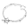 Sterling Silver Stars And Two Strand Oval Link Toggle Bracelet - 7.7"