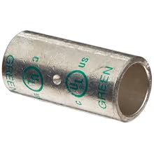 Morris Products 94438 Short Barrel Compression Splice, Copper, 600mcm Wire Range, Green Color Code