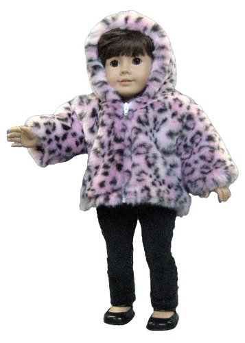 Pink Leopard Print Fur Jacket with Black Velvet Pants. Fits 18