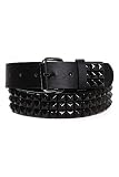 Three Row Black Pyramid Stud Belt