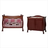 Reagan 4-in-1 Convertible Crib Nursery Set with Toddler Rail in Cherry