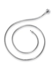16 inch Artisan Snake 3mm Charm Necklace In Silver for 4mm Charms