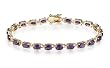 Yellow Gold Overlay Sterling Silver Amethyst Bracelet, 7"
