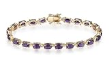 Yellow Gold Overlay Sterling Silver Amethyst Bracelet, 7