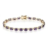 Yellow Gold Overlay Sterling Silver Amethyst Bracelet, 7"