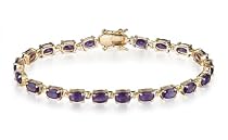 Yellow Gold Overlay Sterling Silver Amethyst Bracelet, 7"