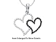 Double Heart Genuine Black and White Diamond Pendant