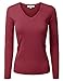 Doublju Womens Basic Long Sleeve Soft Knit V-Neck Sweater