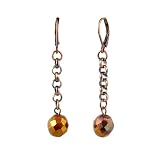 Earrings - E423 - Copper Plated 10mm Bead with Chain