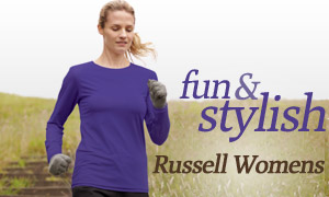Women Jogging Wearing Russell Athletic Campus Long Sleeve