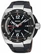 Seiko Mens SRG005P2 Sportura Stainless Steel Black Dial Automatic Leather Strap Watch