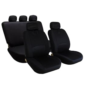 Car Seat Cover Solid Black Airbags Ready and Rear Split Fb051115