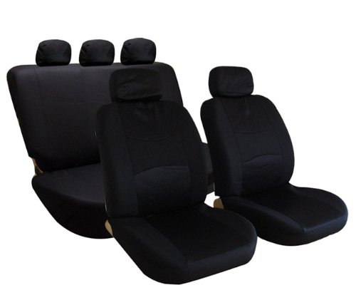 Car Seat Cover Solid Black Airbags Ready and Rear Split Fb051 Black 115
