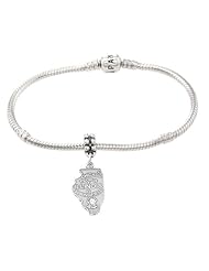 Sterling Silver State of Illinois Dangling European Bead Charm