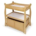 Natural Sleigh-Style Changing Table with Rolling Storage Cart