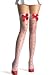 Valentine's Day Sheer Thigh High Nylon Stocking With Woven Heart Print And Satin Bow (White/Red;One Size)