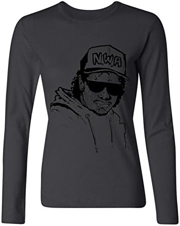 OKGOOP Women's Lectro Eazy E N.W.A. Hip Hop Group Music Long Sleeve T-shirt Black L