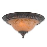 Royce Lighting RFM2250-24 Manchester Hall Flush Mount Ceiling Fixture Palladio Bronze with Amber Etched Globe