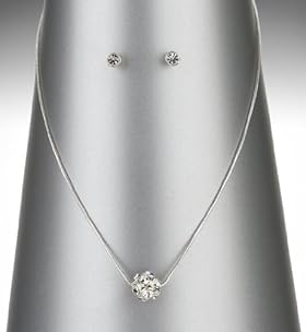 Silver Plated Pave Ball Necklace 