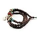 November's Chopin (TM) Charm Metal Pendant Wood Beads Leather Adjustable Wrap Bracelet