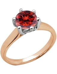 1.65 Ct Round Cognac Red SI1/SI2 Diamond 18K Rose Gold Ring