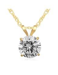 Jewelili 14kt Yellow Gold Solitaire Pendant With 8mm Square Cubic Zirconia