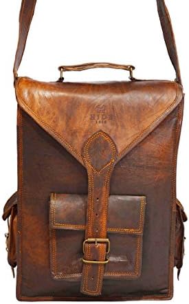 HIDE 1858 TM Genuine Leather Dark Tan Sling Bag 14"