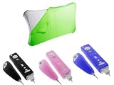 iShoppingdeals- Premium GREEN Durable Soft Silicone Skin Cover Case for Nintendo Wii Fit Balance Board + Wii Remote and Nunchuck(Black+Pink + Blue) + Free Fishbone Style Keychain