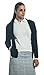 Navy-White Women's Cable Knit Sweater - Hooded with Pockets