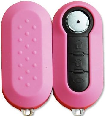 Fiat 500 Remote Flip Key Case 3 Buttons Shell Blank Replacement Fob Uncut New Blade PINK Color (No Electronics - Empty Case Only)