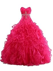 Sweetheart Natural   Waistline  Organza Sleeveless Floor Length Crystal Lace Beaded Applique   Ball Gown Evening Dress  With Ruffles