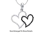 Double Heart Genuine Black and White Diamond Pendant