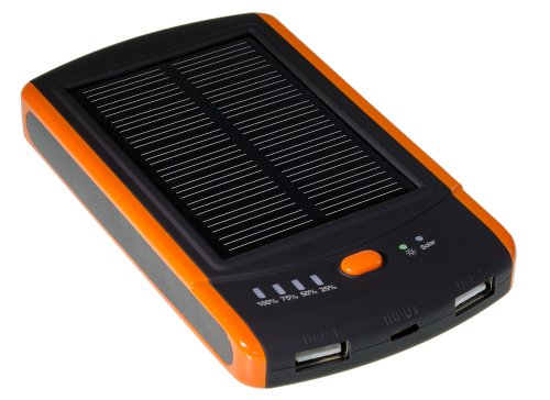 XTPower MP-S6000 Power Bank - portable mobile external battery charger with Solar Panel and 6000mAh - 2x USB 2.1A max output for Cell Phone, Smart Phone, iPhone, iPod, PDA, MP3-Player - 10 connectors included