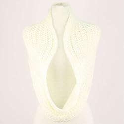 Ladies Winter Chunky Weave Wide Knit Chain Circle Loop Eternity Snow Scarf Ivory