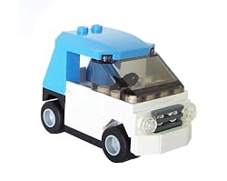 Smart Car (White & Blue) - Custom LEGO Kit