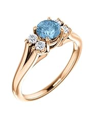 18K Rose Gold 5.00mm Round Cut Sky Blue Topaz and Diamond Ring -- LIFETIME WARRANTY