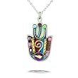 Green and Pink Hamsa with Shaddai Necklace #0617GR