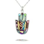 Green and Pink Hamsa with Shaddai Necklace from the Artazia Collection #617GR JN MN