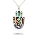 Green and Pink Hamsa with Shaddai Necklace #0617GR